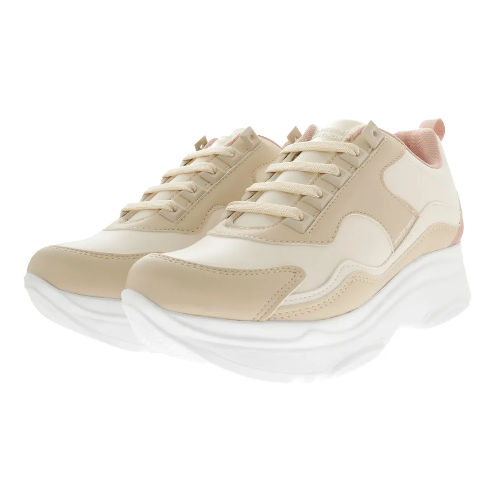 Tenis Renata color latte con plataforma