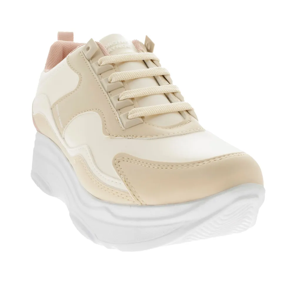 Tenis Renata color latte con plataforma