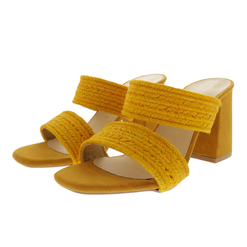 Sandalias Sara color amarillo con doble cinta