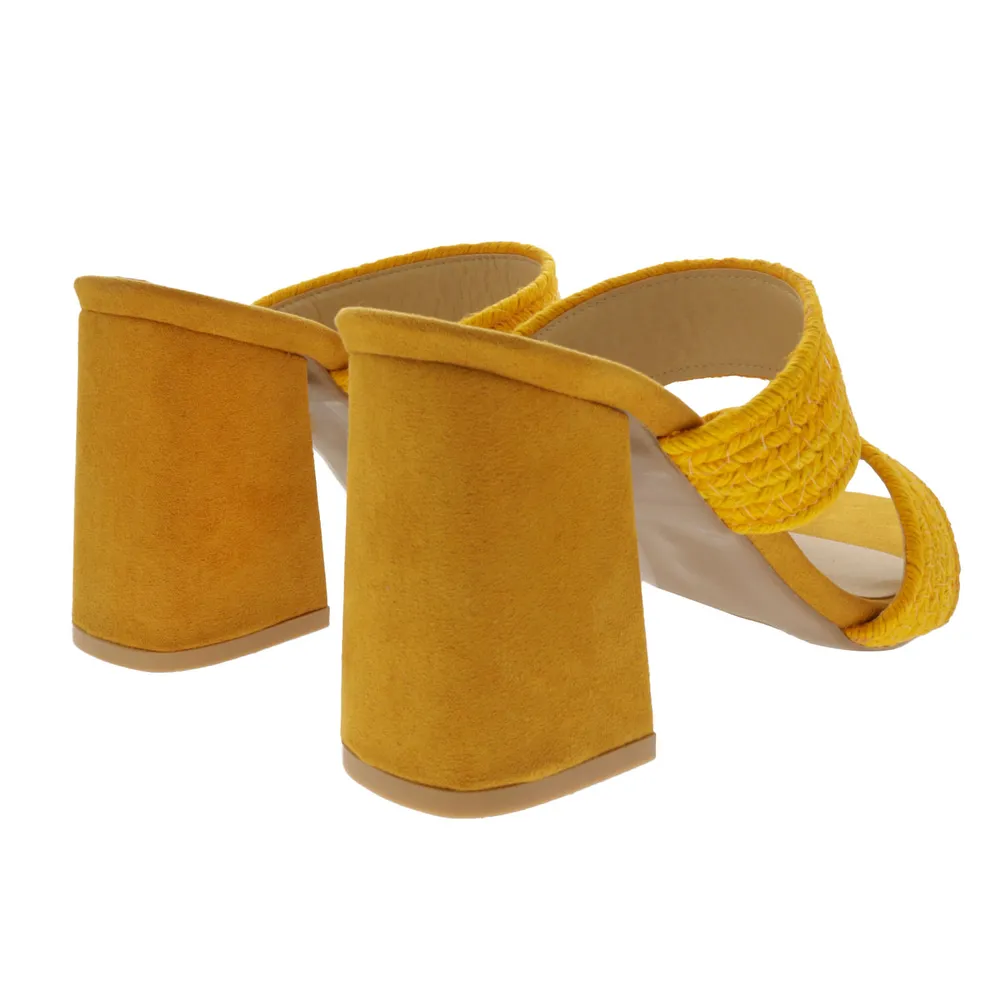 Sandalias Sara color amarillo con doble cinta