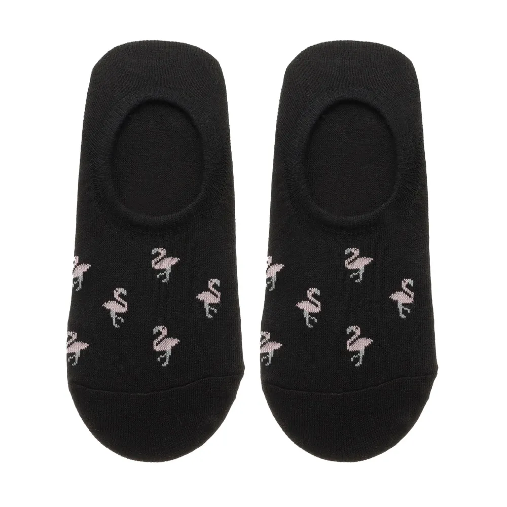 Footies color negro con flamingos