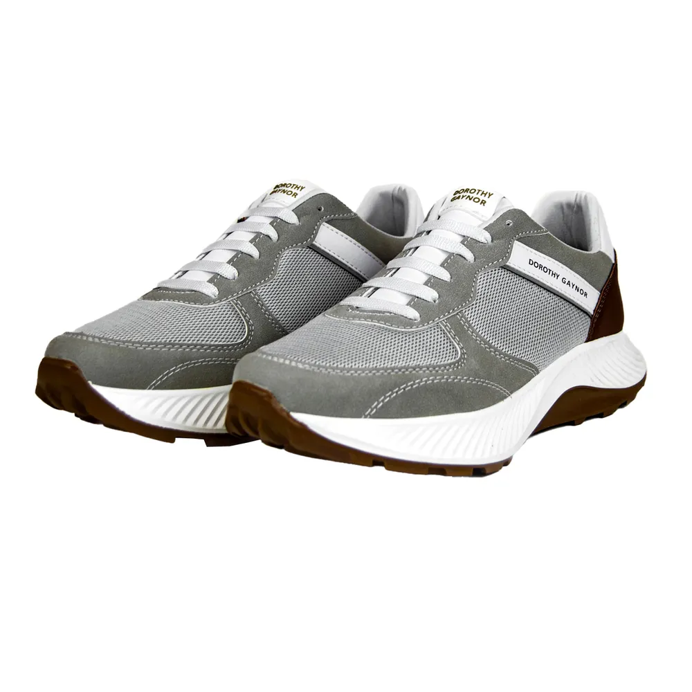 Tenis color gris detalle textil