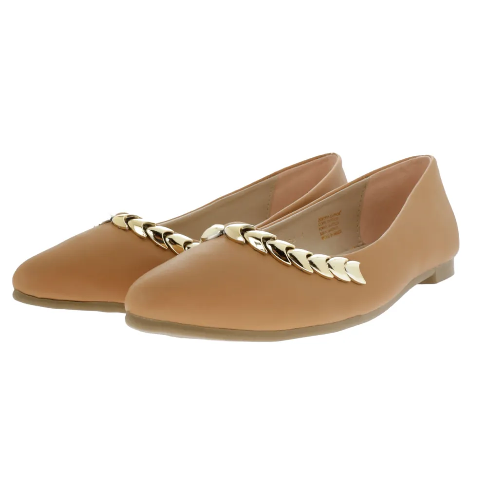 Balerina Miley color camel con detalle dorado