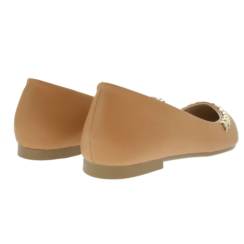 Balerina Miley color camel con detalle dorado