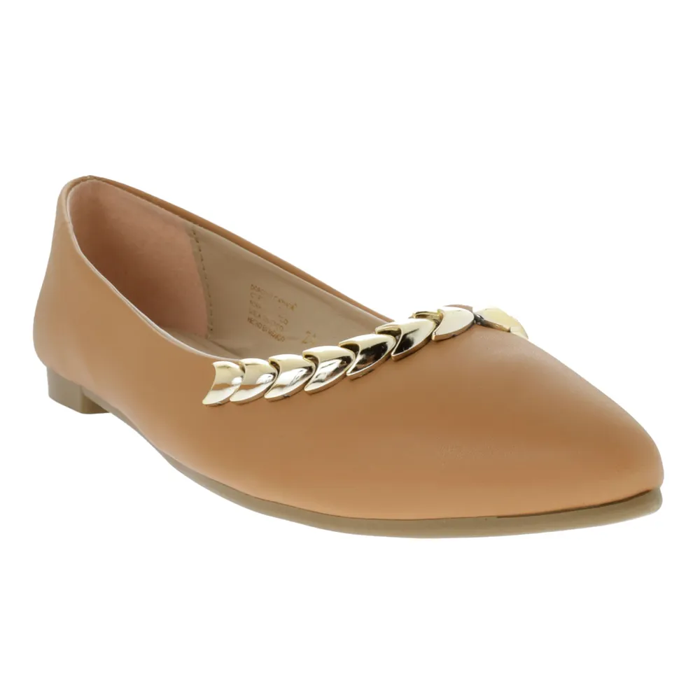 Balerina Miley color camel con detalle dorado