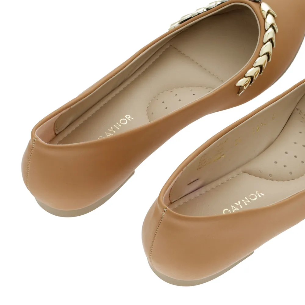 Balerina Miley color camel con detalle dorado