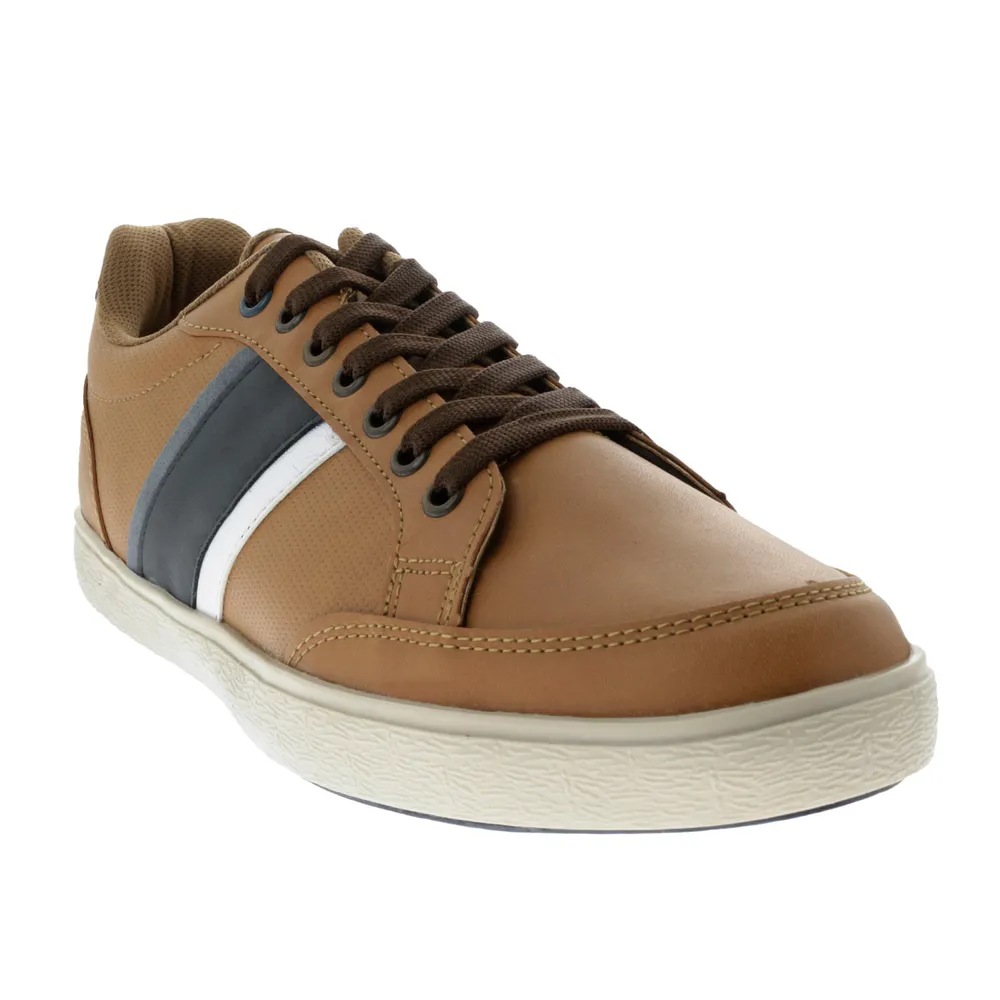 Tenis Fernando color camel con cinta tricolor