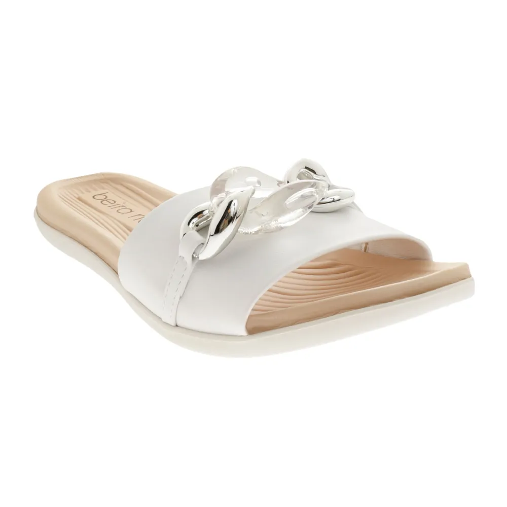 Sandalias Paulette color blanco con cadena