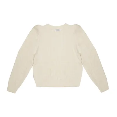 Suéter cerrado color blanco liso para mujer
