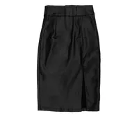 Falda midi color negro liso para mujer