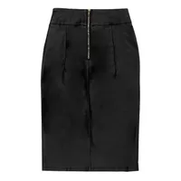 Falda midi color negro liso para mujer