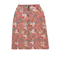 Falda midi color rosa con flores para mujer