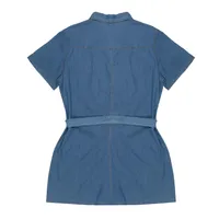 Jumpsuit corto color azul medio tipo mezclilla para mujer