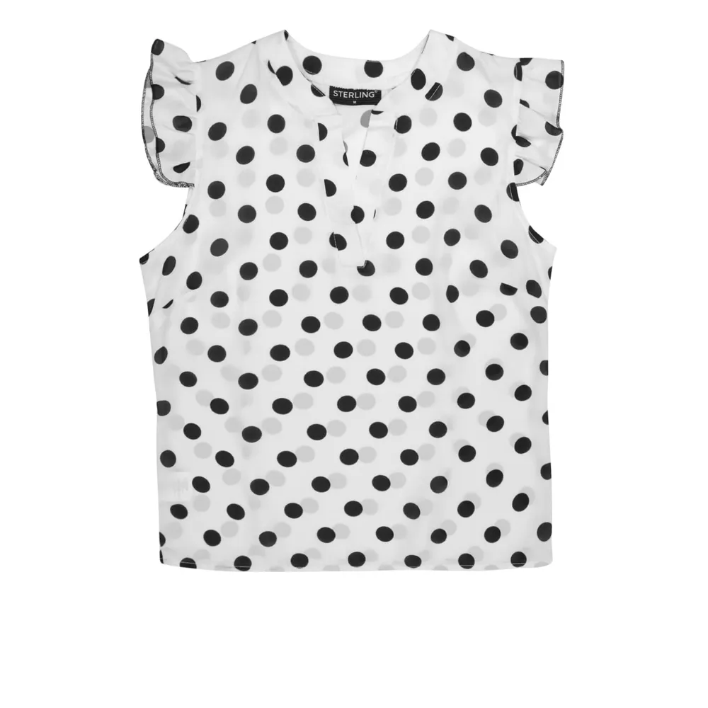 Blusa color blanco manga corta con dots para mujer