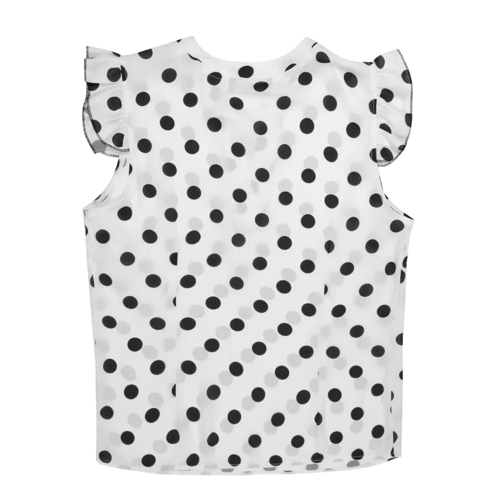 Blusa color blanco manga corta con dots para mujer