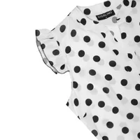 Blusa color blanco manga corta con dots para mujer