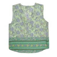 Blusa sin mangas color verde con flores para mujer