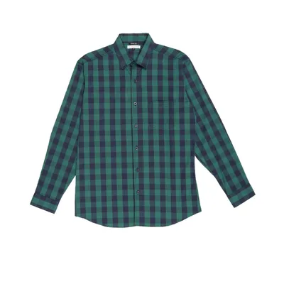 Camisa manga larga color verde de cuadros para hombre