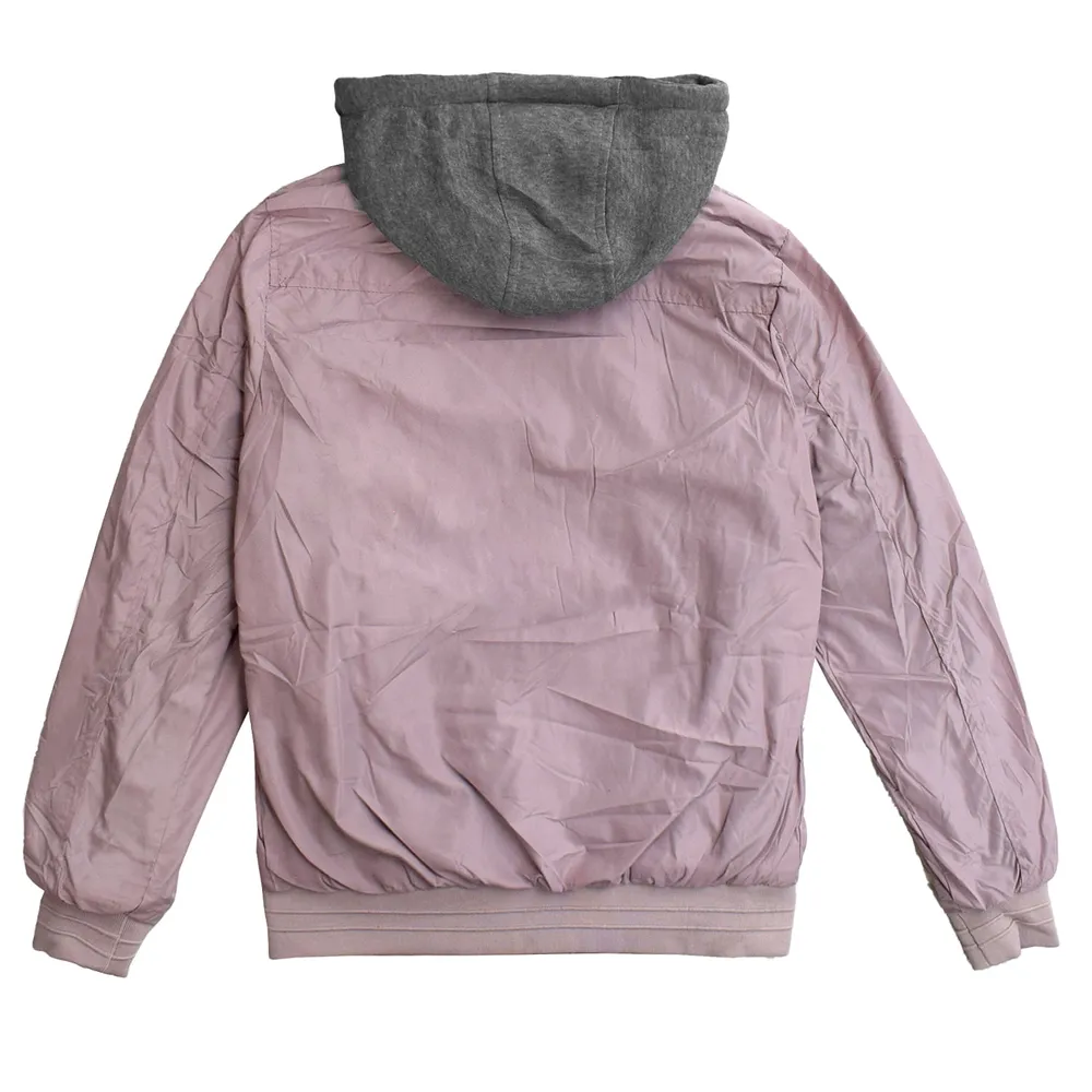 Chamarra bomber con capucha color rosa para mujer