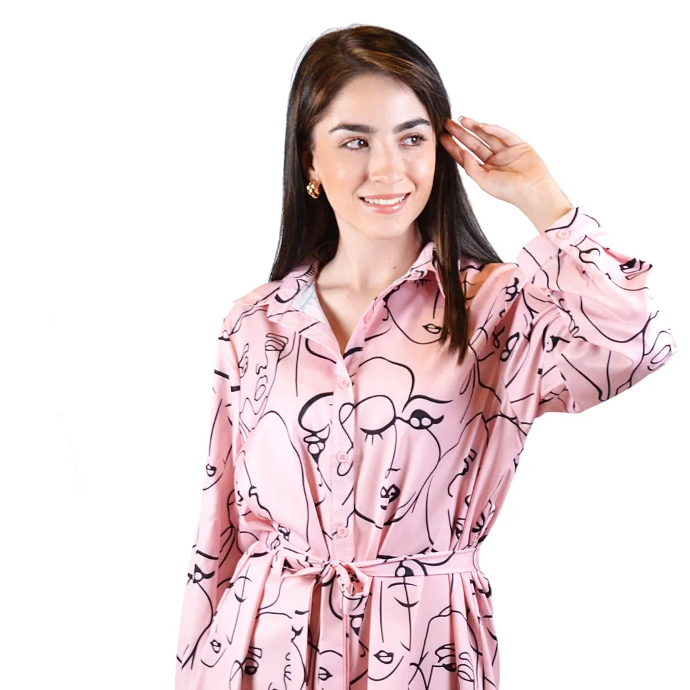 Vestido corto caras rosa para mujer