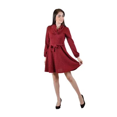 Vestido corto cuello alto rojo para mujer