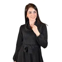 Vestido corto cuello alto gris oscuro falta corta para mujer