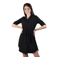 Vestido corto camisero negro para mujer