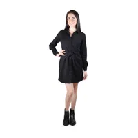 Vestido corto negro manga larga para mujer