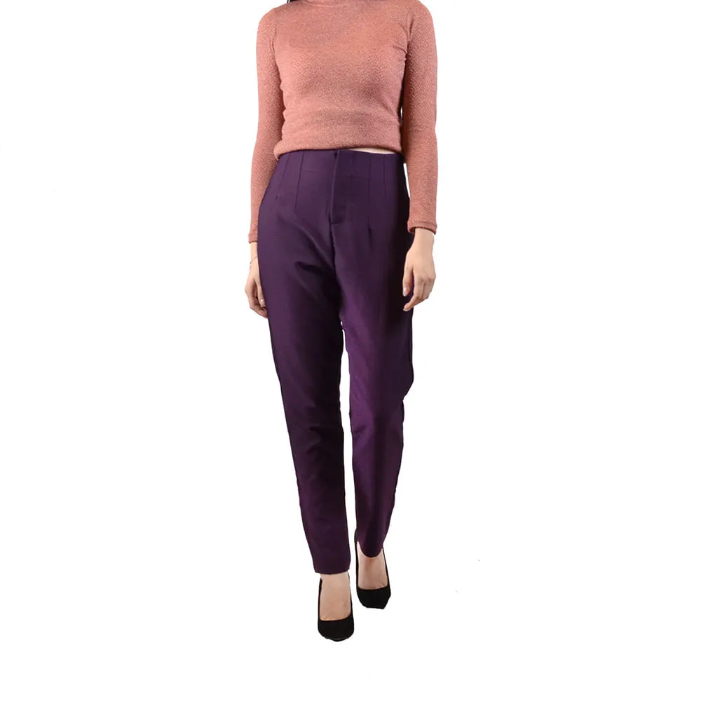 Pantalón recto morado para mujer