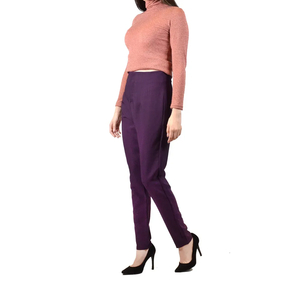 Pantalón recto morado para mujer