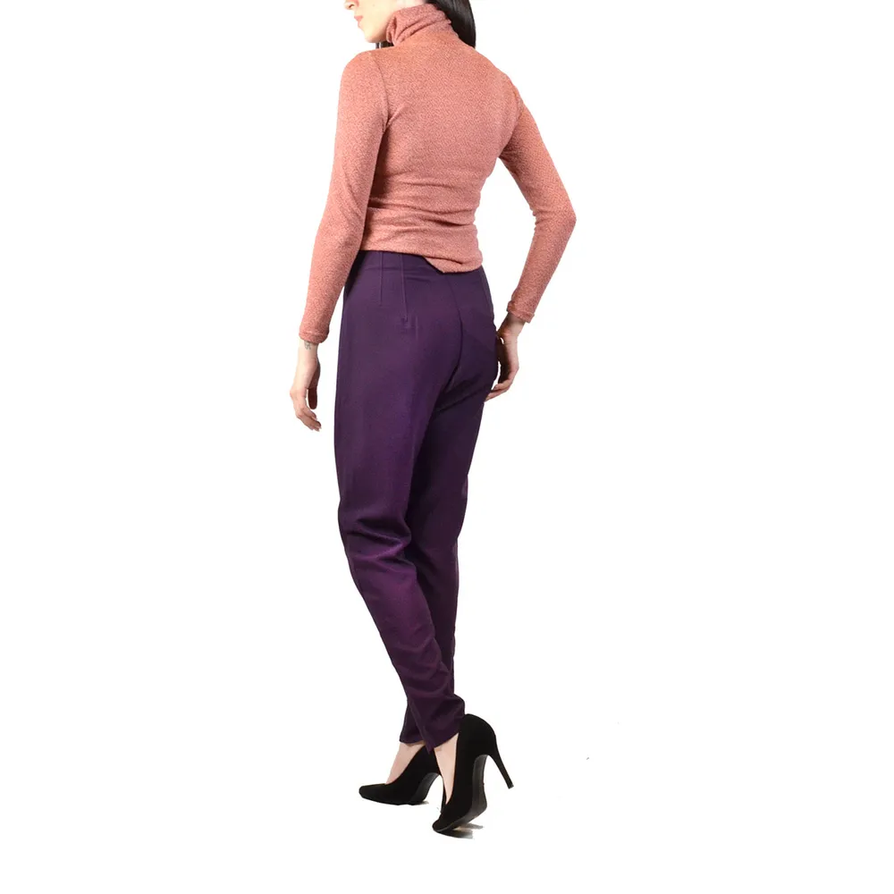 Pantalón recto morado para mujer