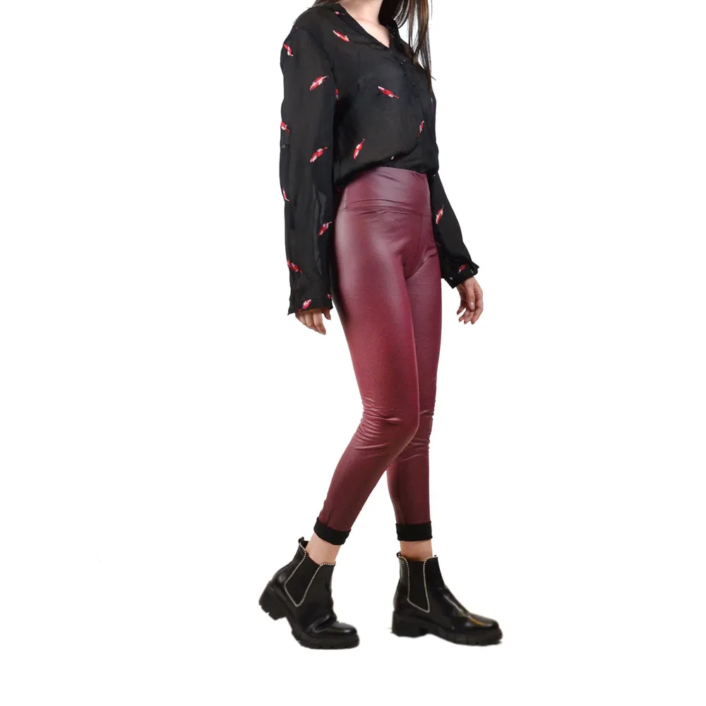 Leggins vino brillantes para mujer