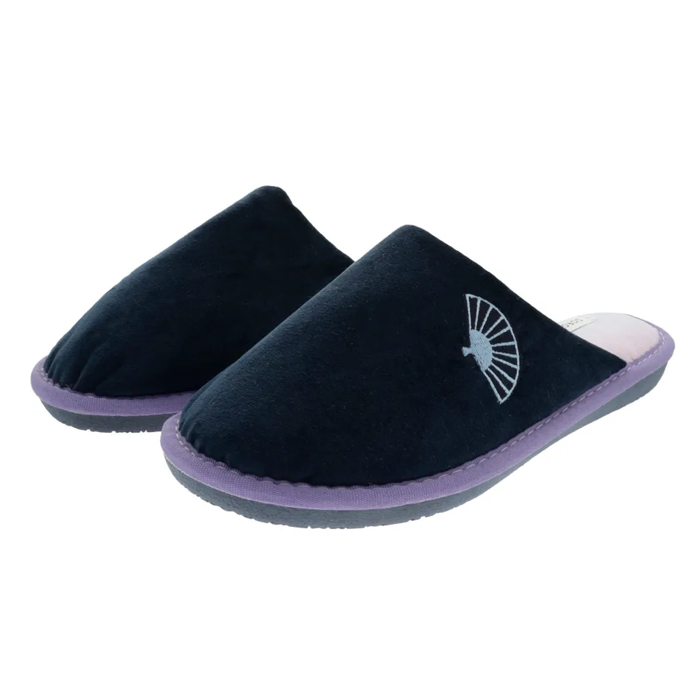 Pantufla Loly color azul marino abanico