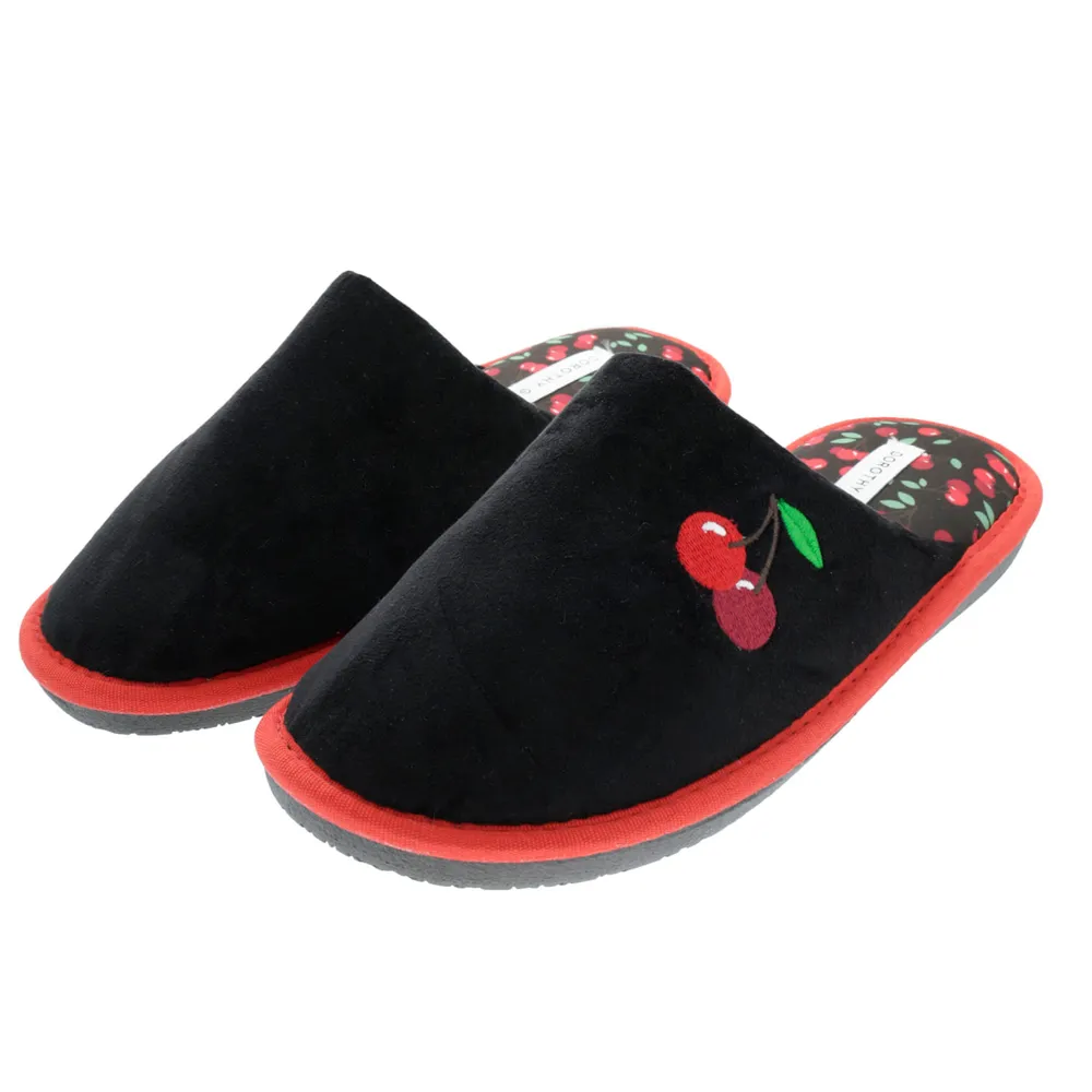 Pantufla Loly color negro cerezas