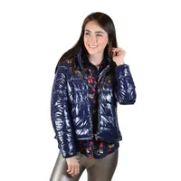 Chamarra capitonada color azul brillante para mujer