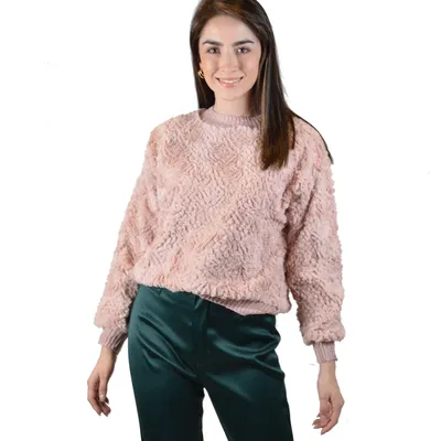 Suéter color rosa con textura para mujer