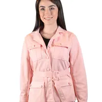 Saco color rosa con cinturón para mujer