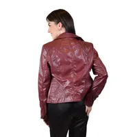 Chamarra biker color vino para mujer