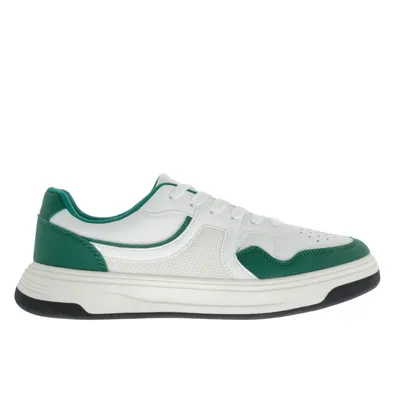 Tenis color blanco con detalles verde