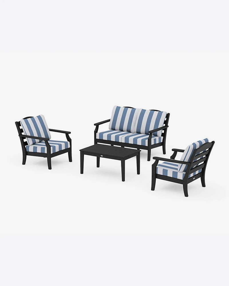 Savannah 4-Piece Deep Seating Set with Loveseat in Cabana Stripe