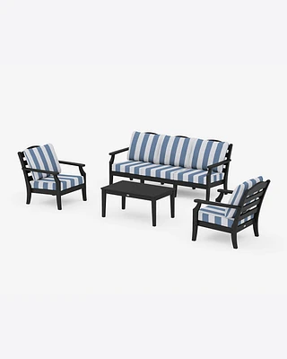 Savannah 4-Piece Deep Seating Set with Sofa in Cabana Stripe