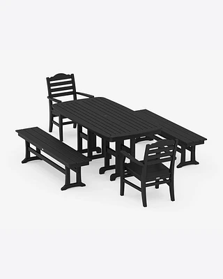 Savannah 5-Piece Dining Set with Benches