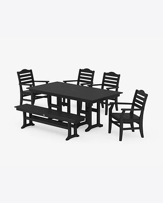 Savannah 6-Piece Farmhouse Dining Set with Bench