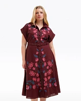 Presley Embroidered Midi Shirtdress Raspberry Pink