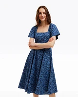 Caitlyn Square Neck Midi Dress Ribbon Floral