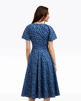 Caitlyn Square Neck Midi Dress Ribbon Floral