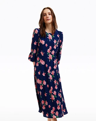 Matilda Crewneck Midi Dress Magnolia Buds