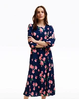Matilda Crewneck Midi Dress Magnolia Buds