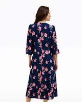 Matilda Crewneck Midi Dress Magnolia Buds
