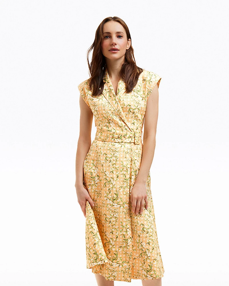 Addison Short Sleeve Midi Shirtdress Floral Rattan